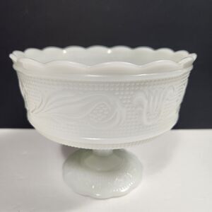 Vintage E.O. Brody Co. Milk Glass Pedestal Bowl M6000  CO USA 5.5"tall